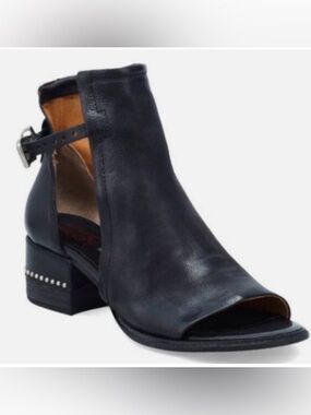 EUC A.S. 98 Morgan Studded Buckle Black Leather Bootie Sandals